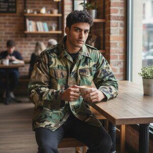 Vintage U.S. Army Cold Weather Field Coat – Woodland Camo – Medium Regular